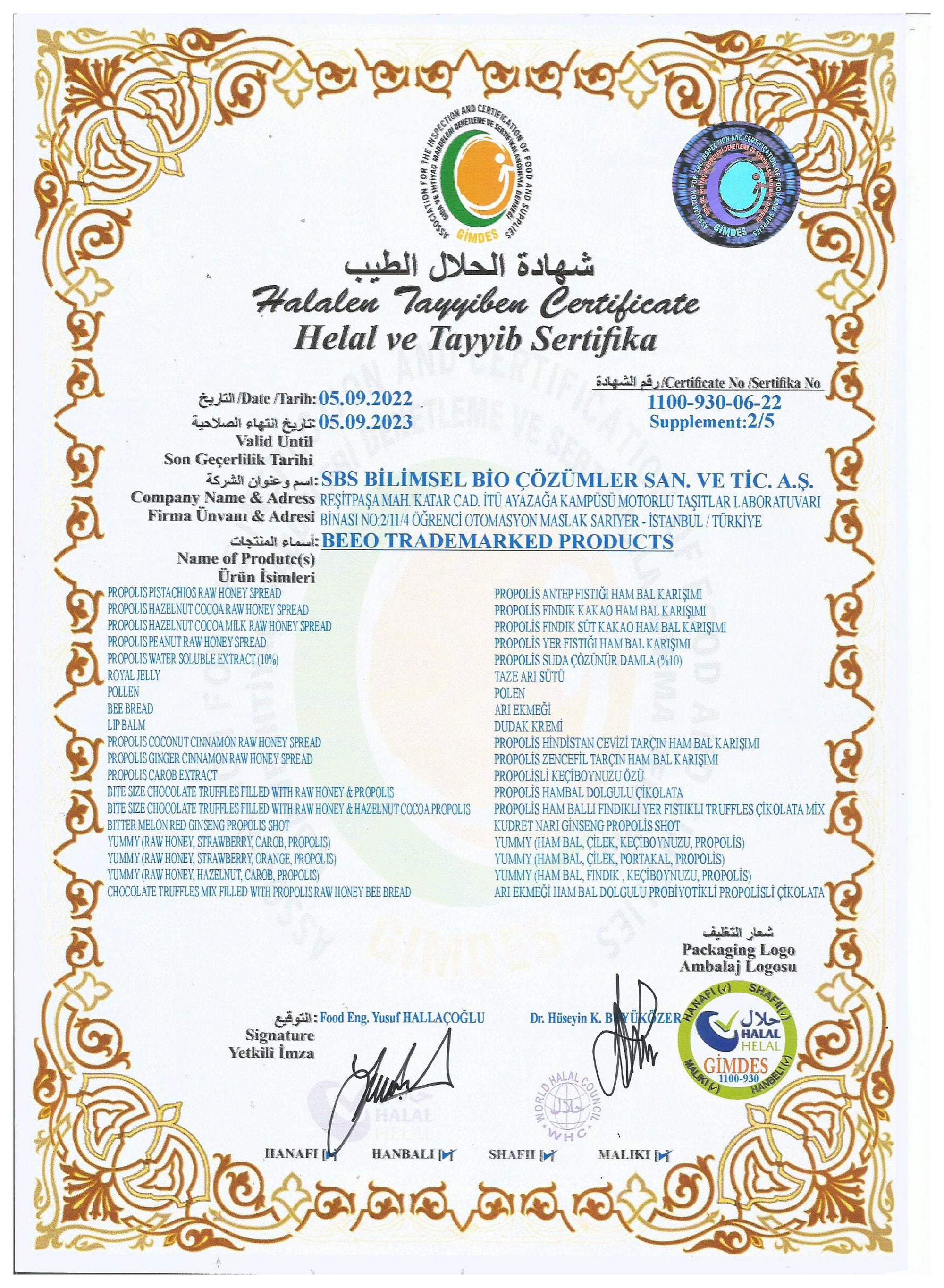 HALAL CERTIFICATE APPENDIX 2