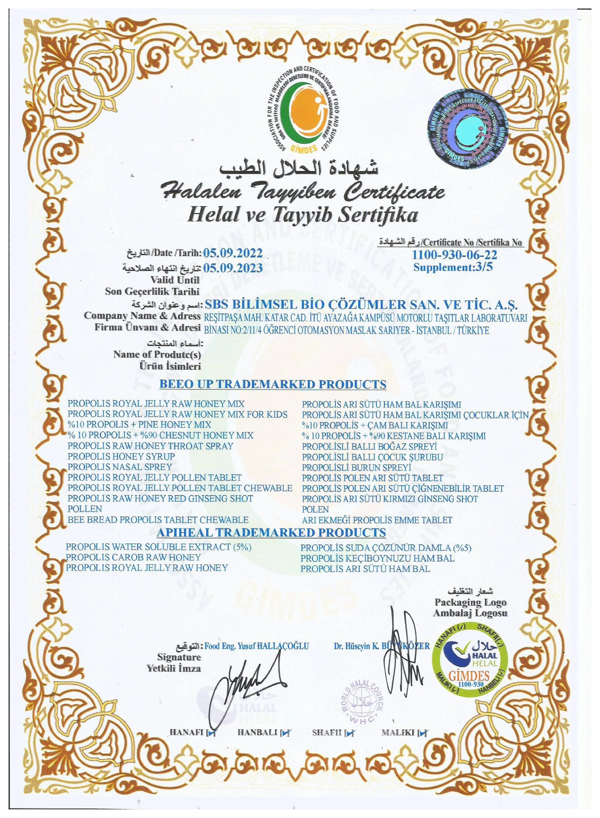 HALAL CERTIFICATE APPENDIX 3