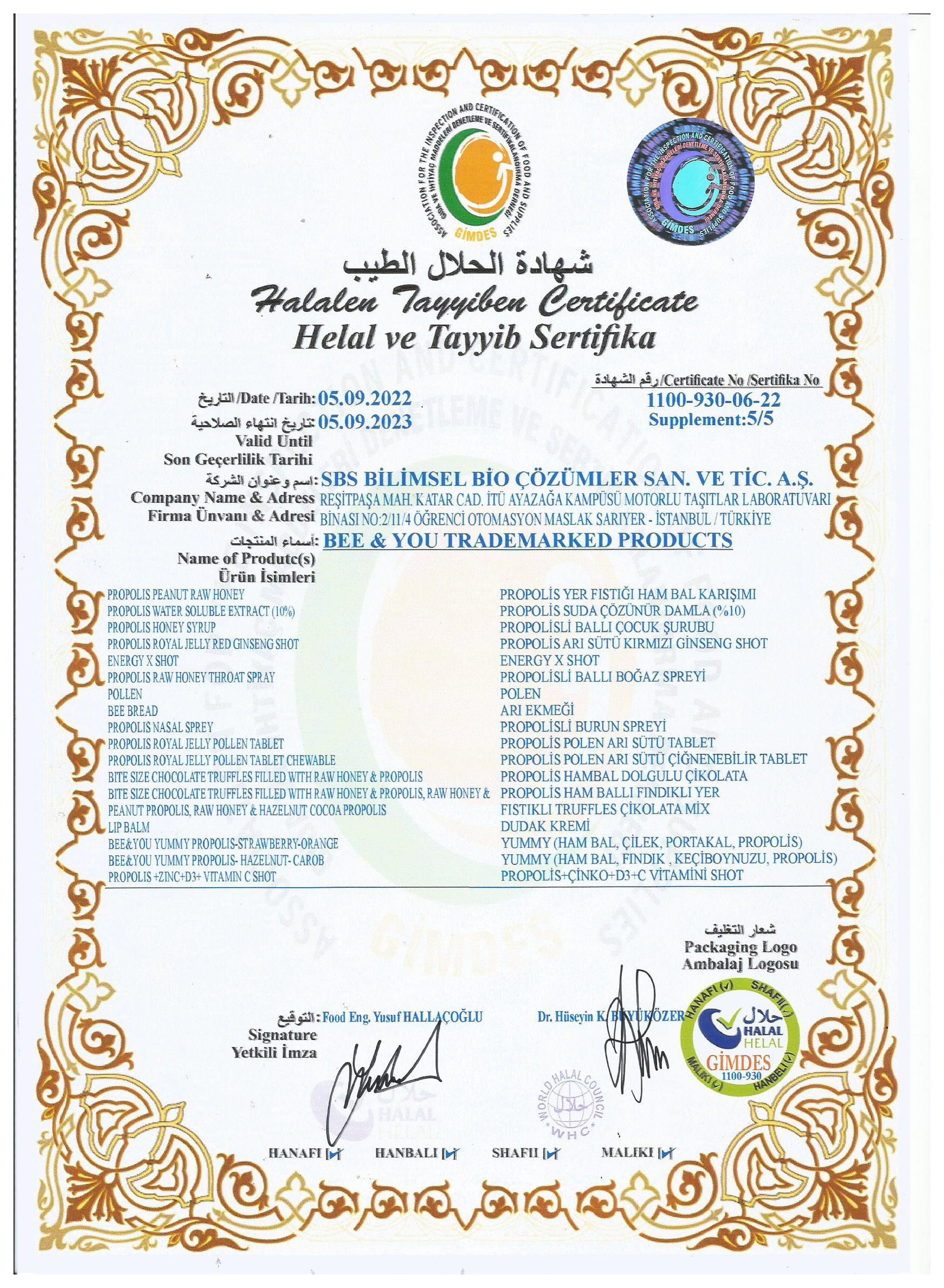 HALAL CERTIFICATE APPENDIX 5