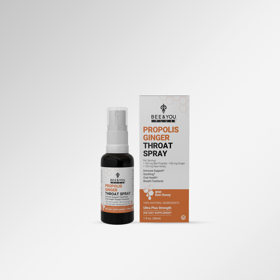 Propolis Ginger Raw Honey Throat Spray with Menthol