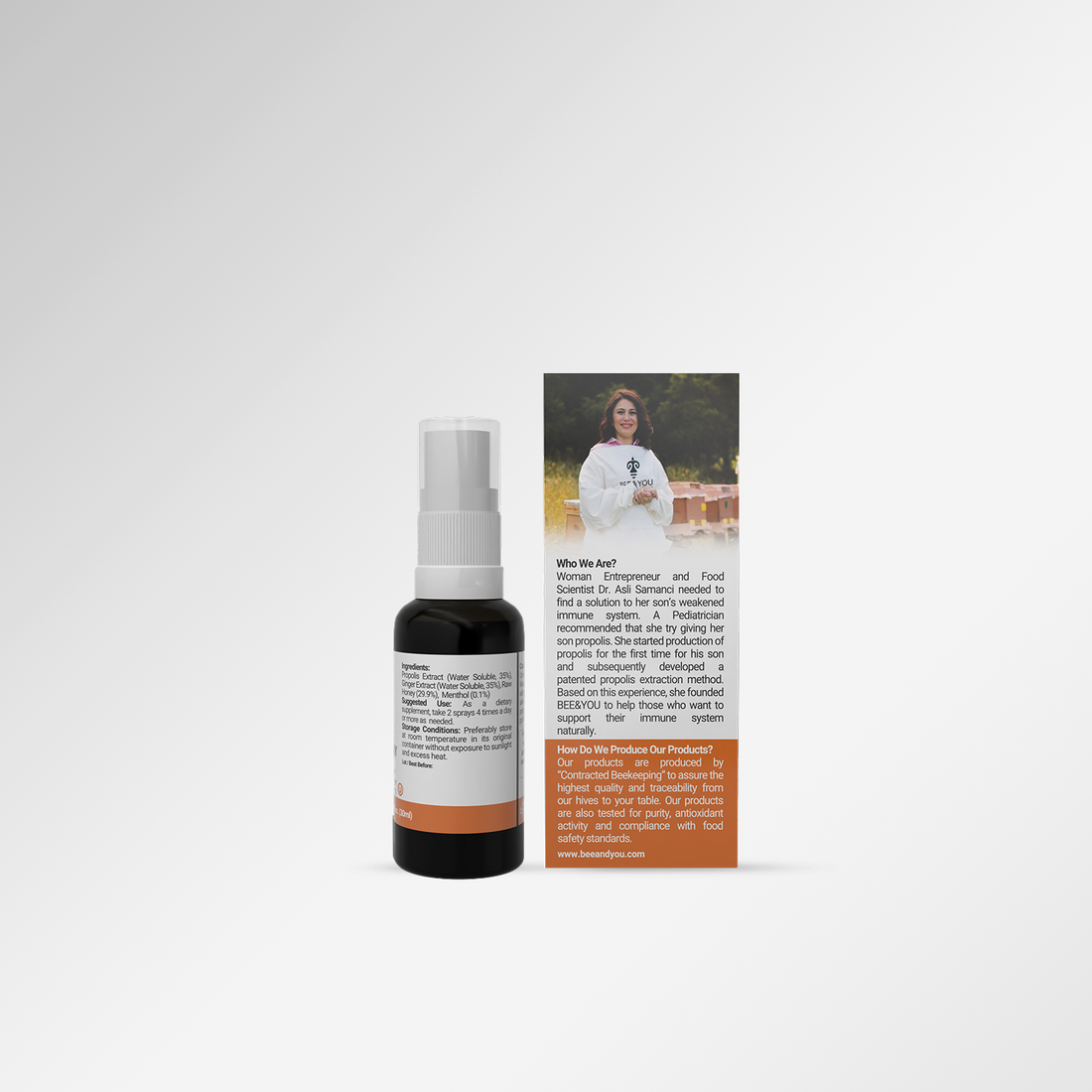 Propolis Ginger Raw Honey Throat Spray with Menthol