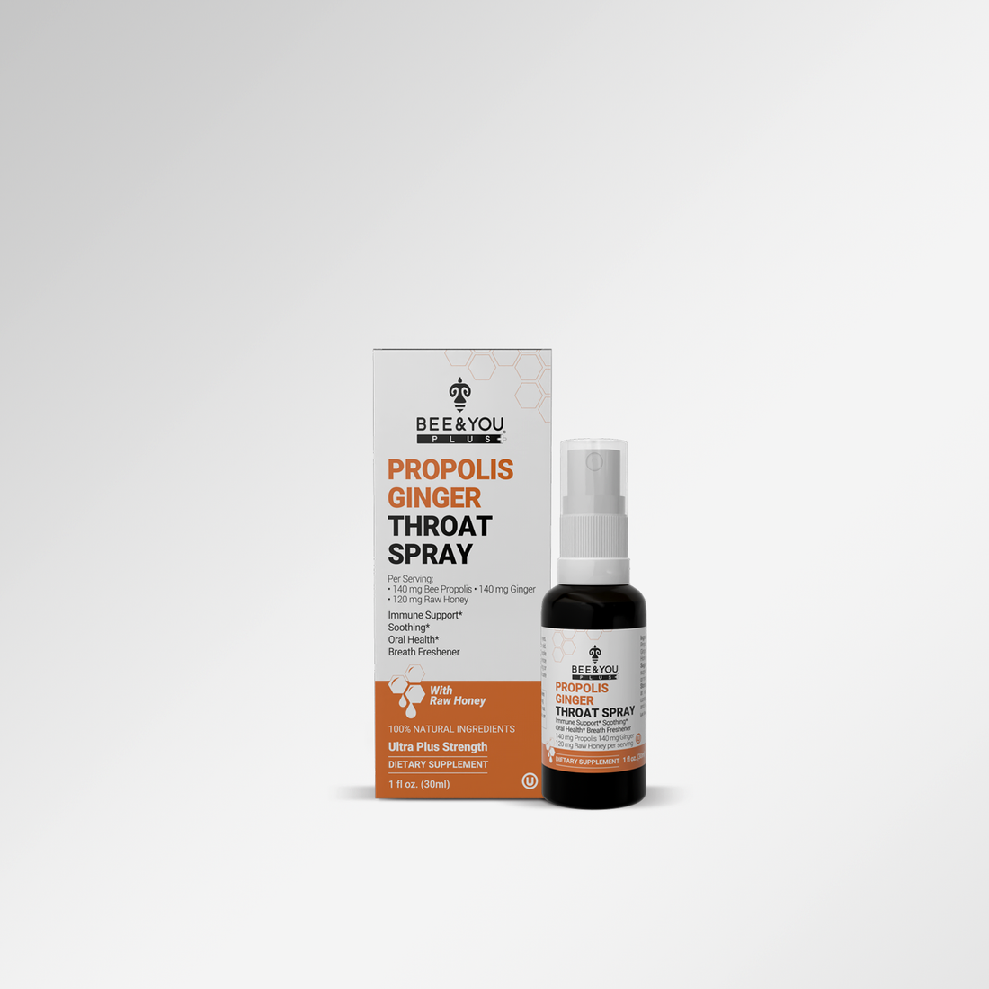 Propolis Ginger Raw Honey Throat Spray with Menthol