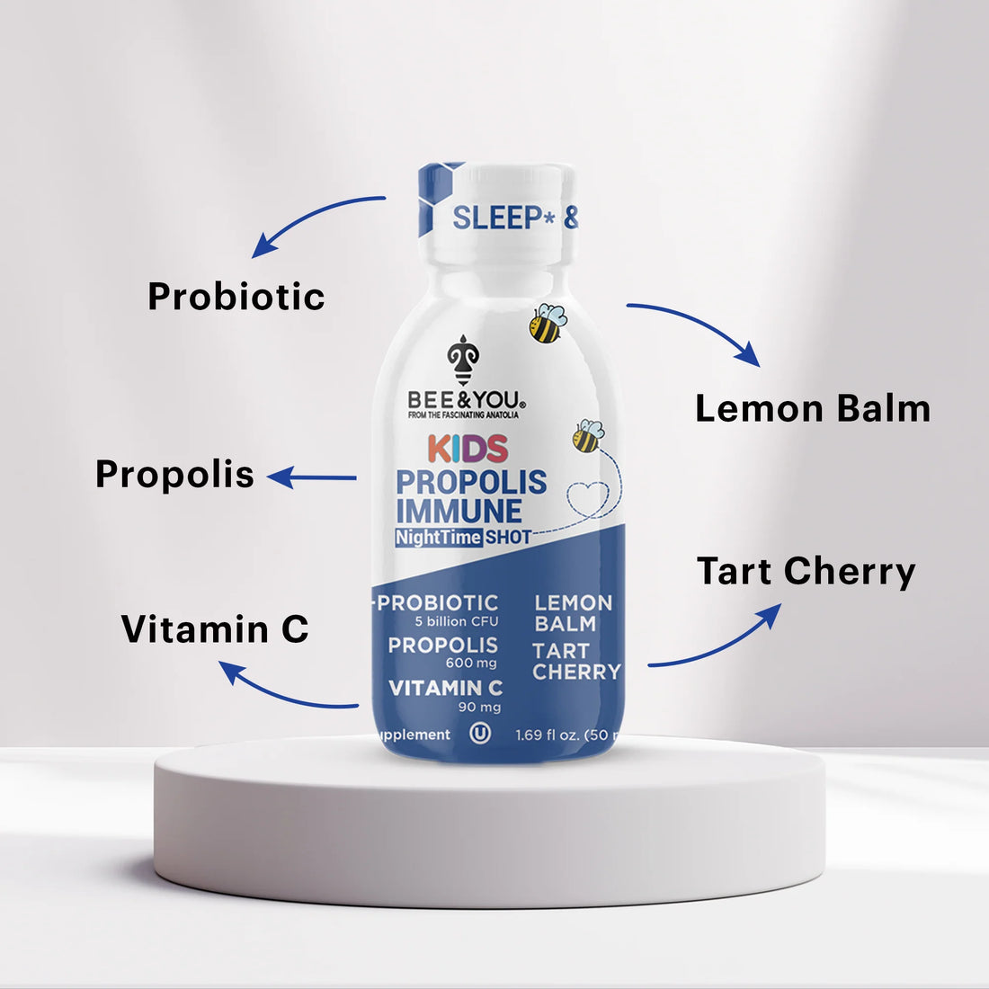 Kids Propolis Immune NightTime Shot - Probiotic, 50 ml x 12