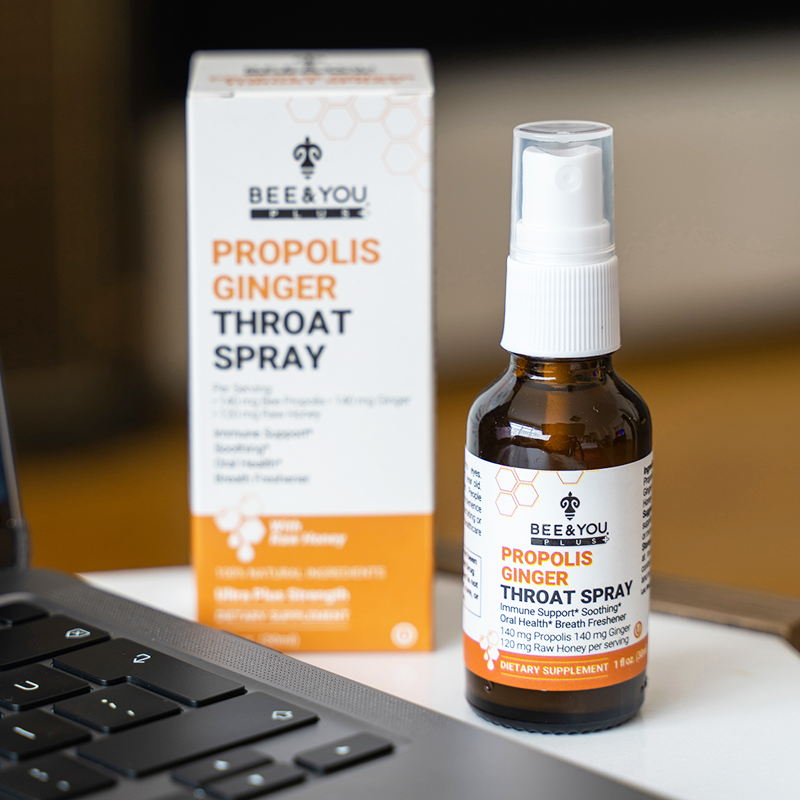 Propolis Ginger Raw Honey Throat Spray with Menthol